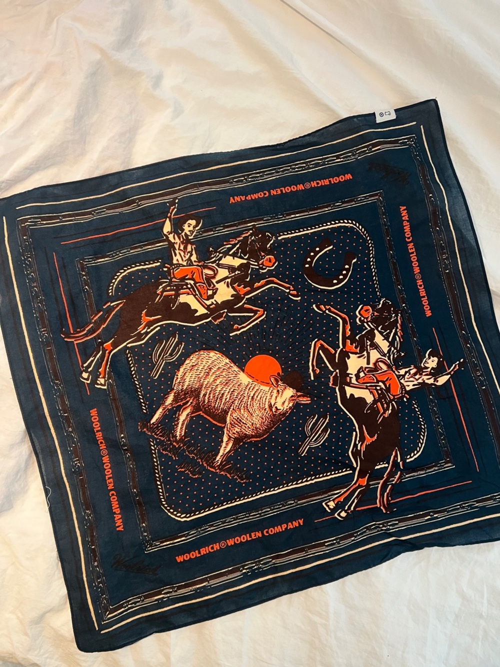 Woolrich for Target Navy bandana with Orange Western Rodeo Motif